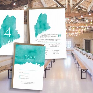 Maine Invitation, RSVP Card, Table Numbers State Invitation Maine Wedding Maine Map Wedding Invitation Maine PRINTED or Digital image 8