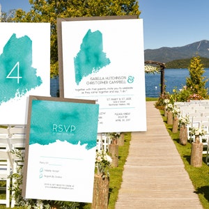 Maine Invitation, RSVP Card, Table Numbers State Invitation Maine Wedding Maine Map Wedding Invitation Maine PRINTED or Digital image 7