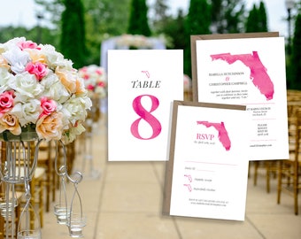 Florida Invite | Florida Invitation | State Invitation | State Invite | Pink Wedding | Upscale Invite | Destination Invite | PRINTED/DIGITAL