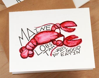 Maine Lobstah Card | Lobstah Gift | Maine Greeting Card | Maine Thank You | Lobster Card | Sea Theme | Lobstah | MDI Gift | Maine Gift