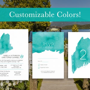 Maine Invitation, RSVP Card, Table Numbers State Invitation Maine Wedding Maine Map Wedding Invitation Maine PRINTED or Digital image 1