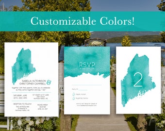 Maine Invitation, RSVP Card, Table Numbers | State Invitation | Maine Wedding | Maine Map | Wedding Invitation | Maine | PRINTED or Digital