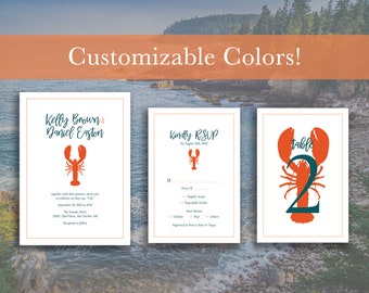 Lobster Wedding Invitation | Maine Lobster Wedding Invite | Print and Digital Downloads Available