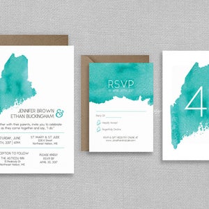 Maine Invitation, RSVP Card, Table Numbers State Invitation Maine Wedding Maine Map Wedding Invitation Maine PRINTED or Digital image 2