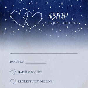 Night Sky Suite, Wedding RSVP Cards & Table Numbers Night Sky Invite Sky Invitation Starry Night Dark Blue Invite PRINT or DIGITAL image 4