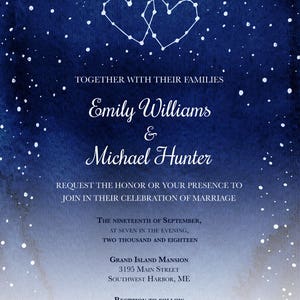 Night Sky Suite, Wedding RSVP Cards & Table Numbers Night Sky Invite Sky Invitation Starry Night Dark Blue Invite PRINT or DIGITAL image 3