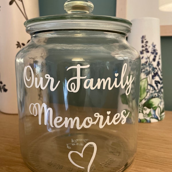 Personalised large glass jar, Family Memory Jar, personalised jar, name jar, storage jar, wedding jar, Mother's Day jar, Father's Day jar