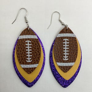 LSU Football Earrings: Purple and Gold Baton Rouge Jewelry