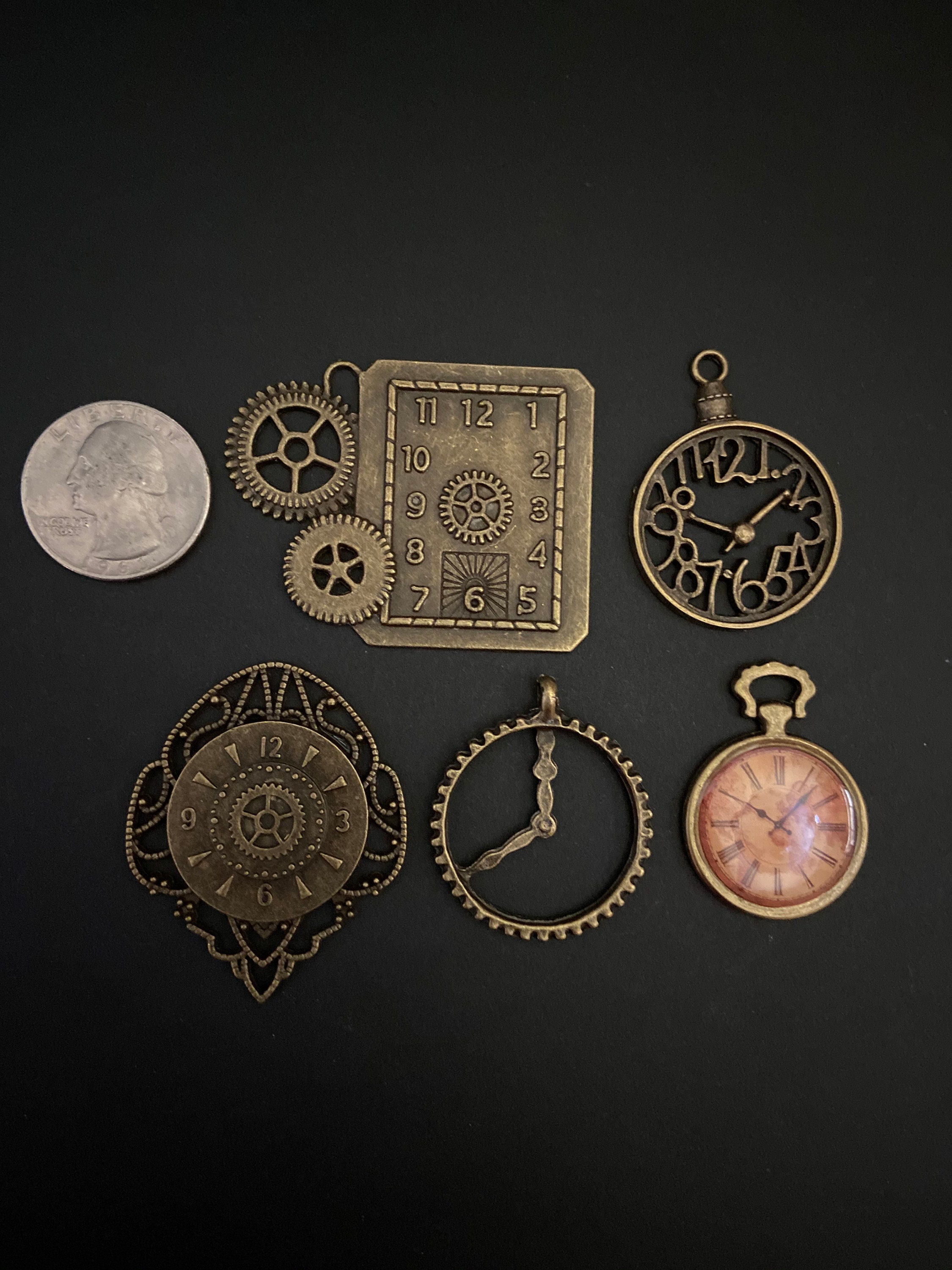 15pc Clock charms Antique clock charms DIY supplies Craft Etsy