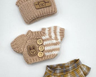 Tan Plaid Outfit for 17cm Monster Doll