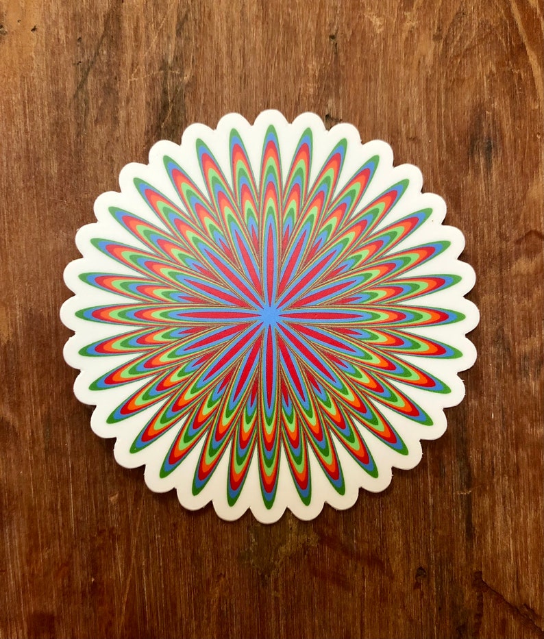Psychedelic Flower Stickers Green