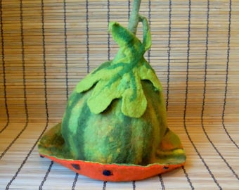 Watermelon hat Sauna hat Man hat Women hat Spa hat Fancy dress Festival costume Carnival hat  Felt hat