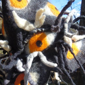 Black Witch hat with eyes Wizard magic hat Witch costume Halloween costume witch Magic mystery hat Felt hat