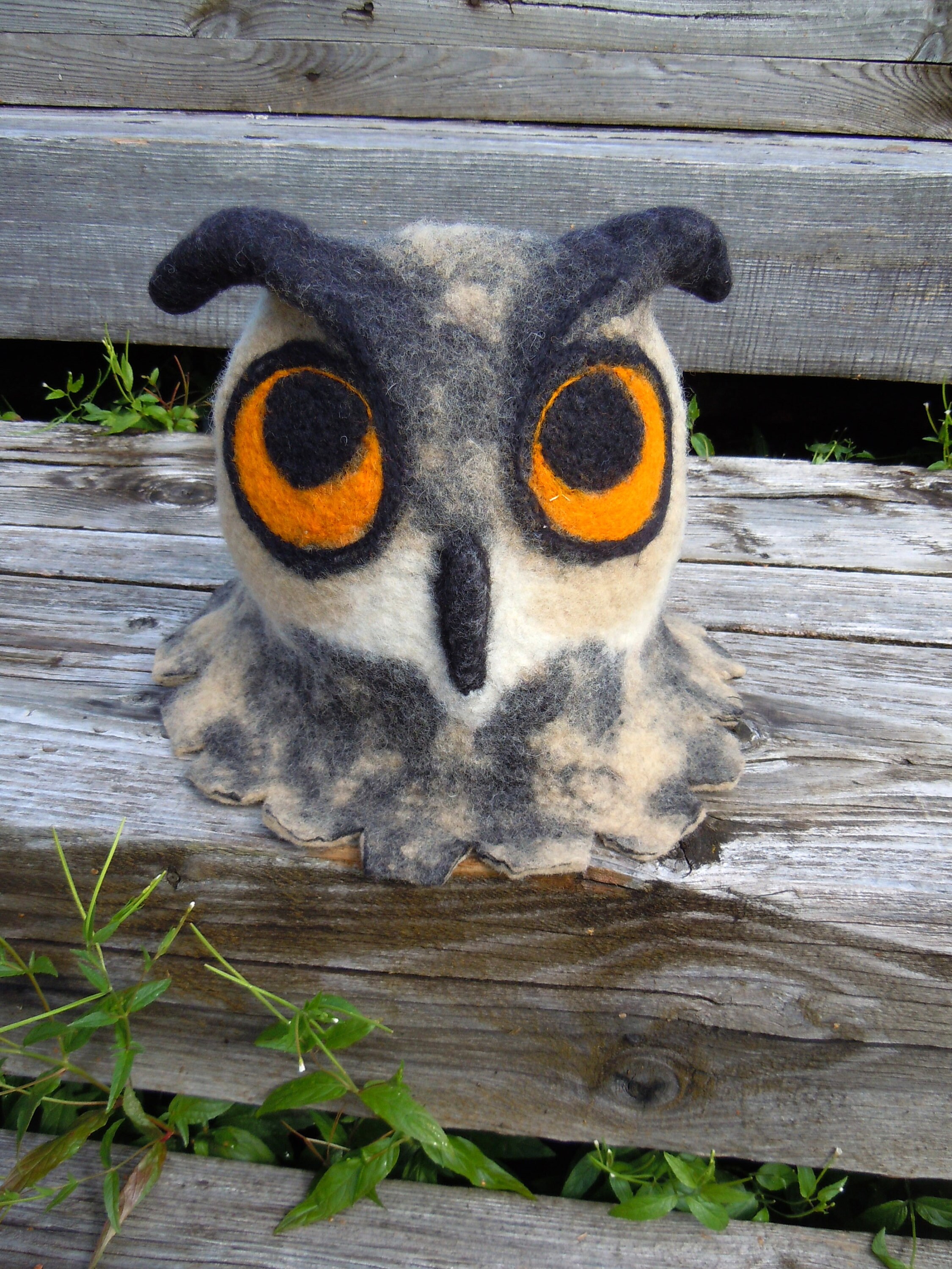Owl Hat Felt Animal Hat Yellow Eyes Owl Costume Hat Winter Etsy