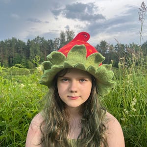 Strawberry hat Gnome hat Elf hat Sauna hat Fancy dress Festival costume Carnival hat Felt wool hat