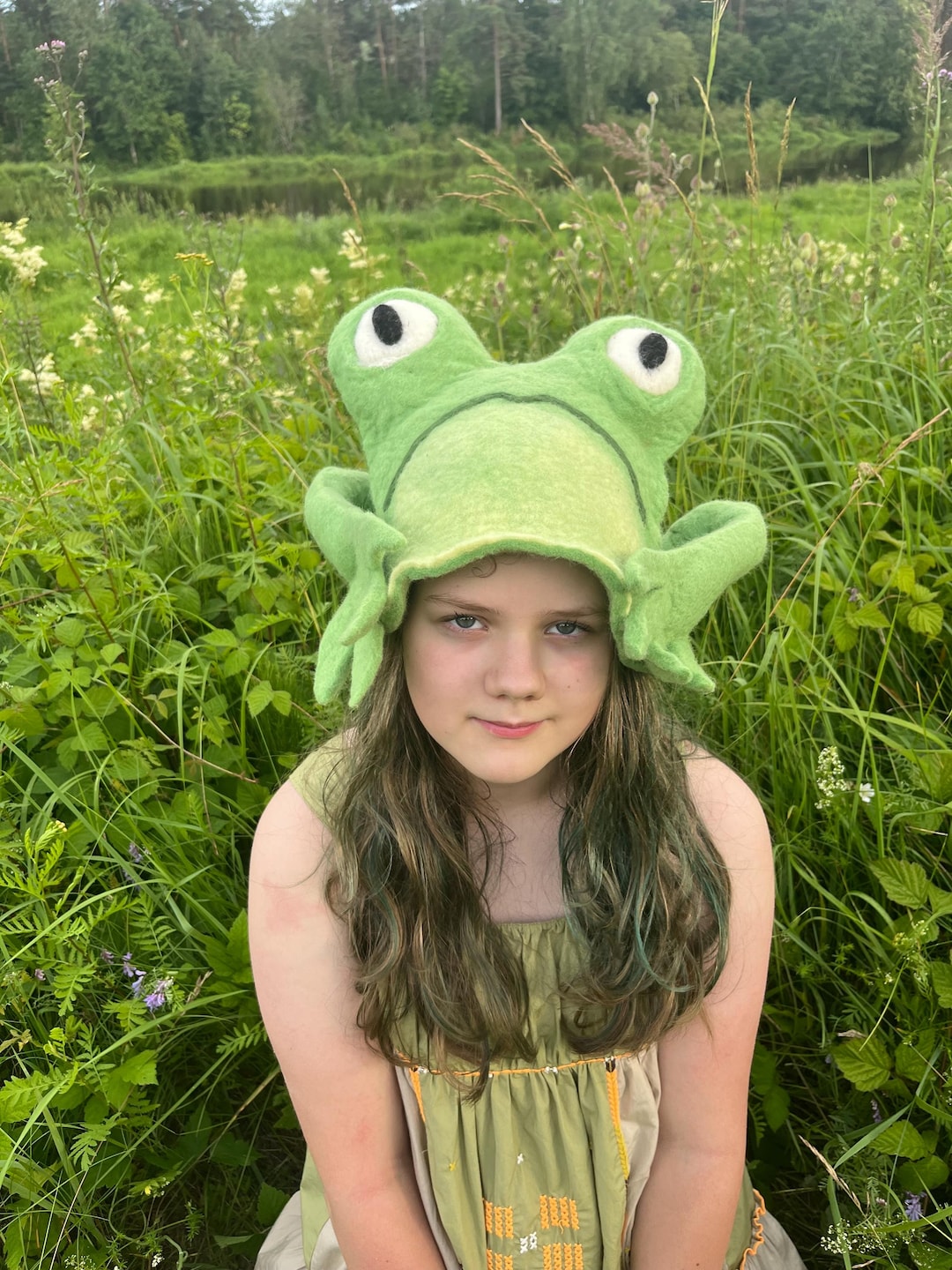 Green Frog Hat – Funny Costume Hat for Adults – Felted Wool Amphibian ...