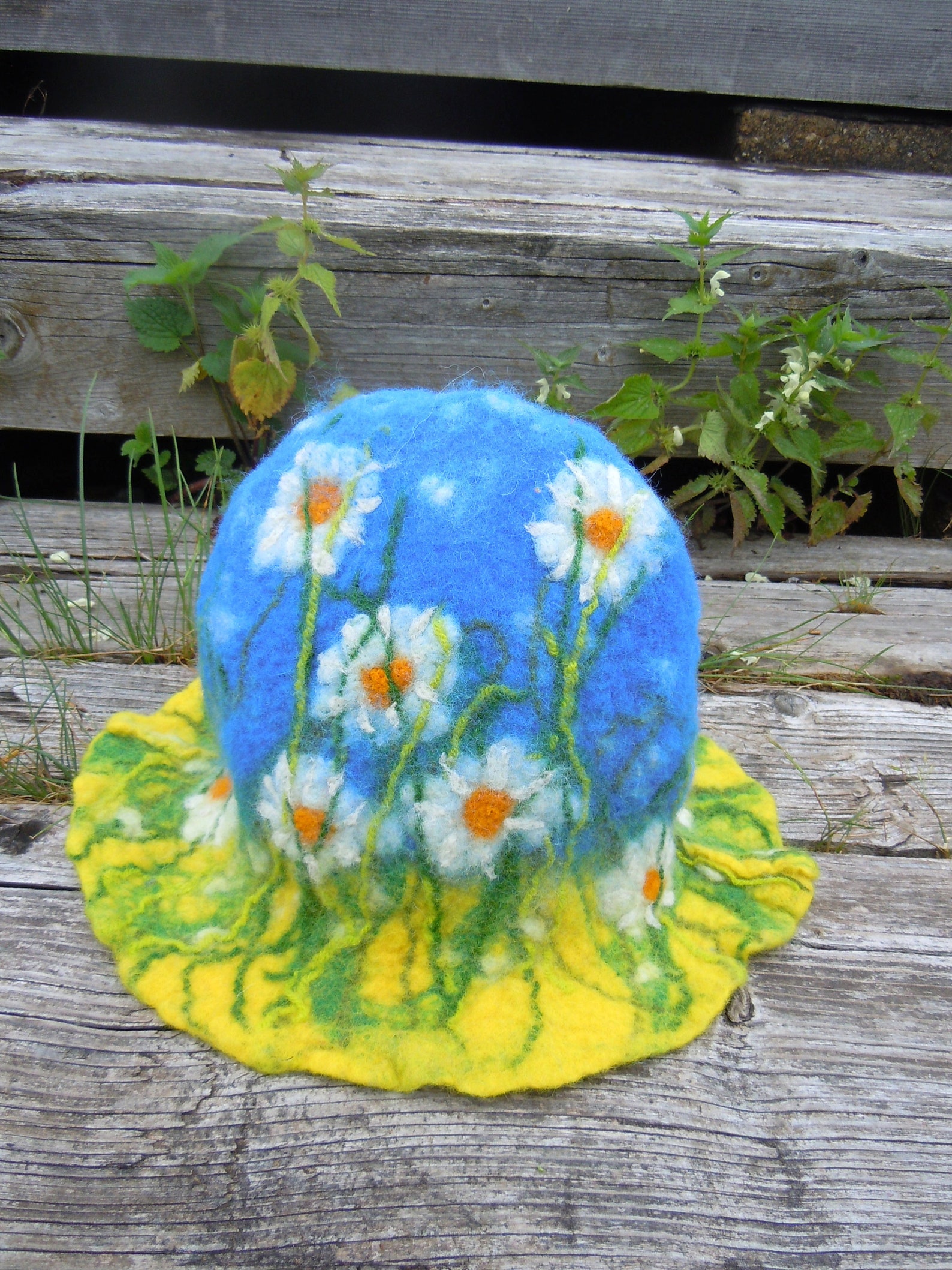 Sauna Hat With White Daisies Flower Hat Fairy Hat Hand Made Etsy