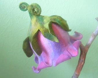 Sombrero de campanilla de lana de fieltro: sombrero de hada rosa claro y lavanda / sombrero de sauna de duendecillo / sombrero de disfraz hecho a mano