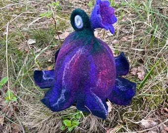 Sombrero de Hada de Campanilla Azul Morado Oscuro - Sombrero de Fantasía de Lana de Fieltro, Disfraz de Duendecillo, Sombrero de Sauna de Elfo, Regalo de Cosplay Hecho a Mano