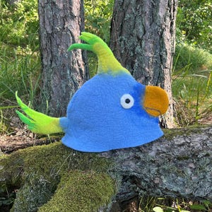 Sombrero de loro azul Sombrero de traje de pájaro Sombrero de sauna Sombrero de lana de fieltro