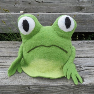 Grüner Frosch Hut Damen oder Herren Trachtenhut Kinderhut Saunahut Filz Wollhut