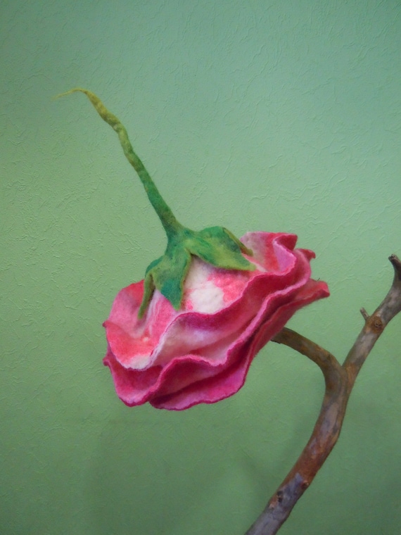ROSE Pink flower hat Felt rose hat Fairy hat Pixie hat Fantasy costume hat Winter hat Fairy hat Wearable art Festival hat
