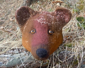 Bear hat Adult animal hat Brown bear hat  Bear costume hat Winter warm wool hat Sauna hat