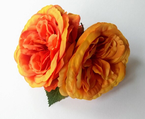 Autumn Rose Hair Flower Rockabilly Wedding Double Flower Etsy