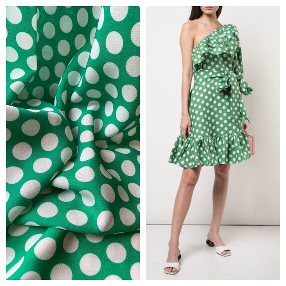 100/% Cotton Fabric Polka Dot Print Dress Making Designer Sewing Material 1 Metre