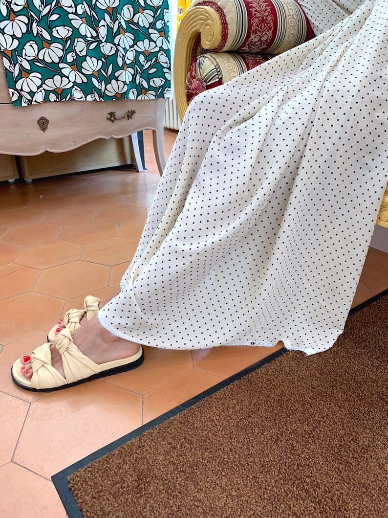 Polka Dot Fabric by 1 yard Ivory White Crepe for dress Small Print skirt blouse 100/% Terylene