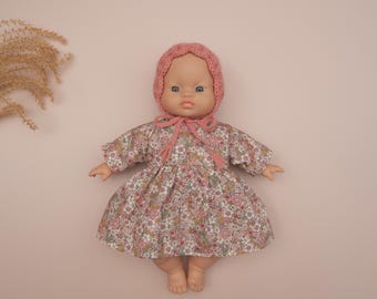 Dress for Minikane Soft body Doll 28cm , Clothes Dolls outfit, Dress, Headband Handmade in UK