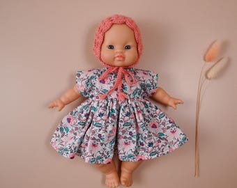 Dress for Minikane Soft body Doll 28cm , Clothes Dolls outfit, Dress, Headband Handmade in UK