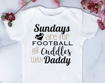 Sundays are for Football and Cuddles with Daddy, Baby Girl Football Onesie ®, BabyGirl Clothes, New Born Baby Clothes