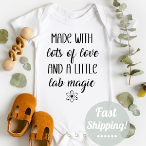 IVF Onesie ® • Made with Lots of Love and a Little Lab Magic • Science Baby Bodysuit • IVF Pregnancy Announcement • Fertility Journey Gift