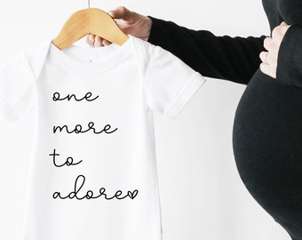 Pregnancy Announcement, Baby Onesie, Baby Announcement, One More To Adore