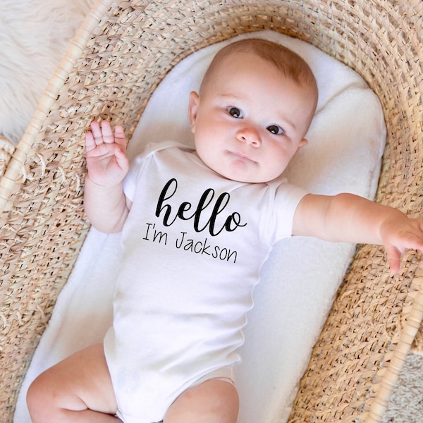 Coming Home Outfit Baby Boy, Hello My Name Is, Custom Baby Onesie ®