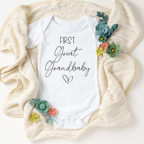 Pregnancy Announcement Great Grandparents, First Great Grandchild Onesie ®, Great Grandma Gift, Custom Baby Onesie,