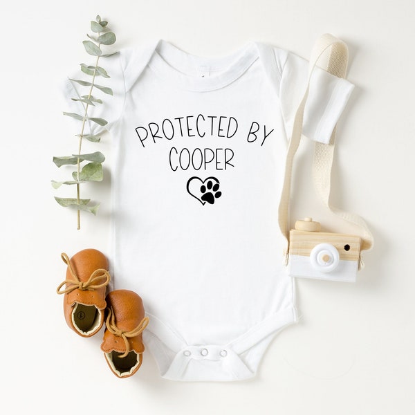 Dog Baby Announcement, Pregnancy Announcement Onesie ®, Newest Member of the Pack, Protected By Puppy