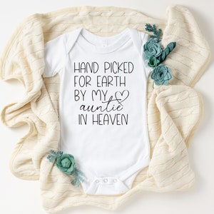 Auntie In Heaven Onesie ®, Handpicked for Earth, Pregnancy Announcement,