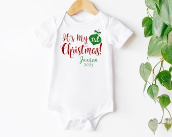 Baby Boy Christmas Outfit, Baby First Christmas, Personalized Onesie ®,