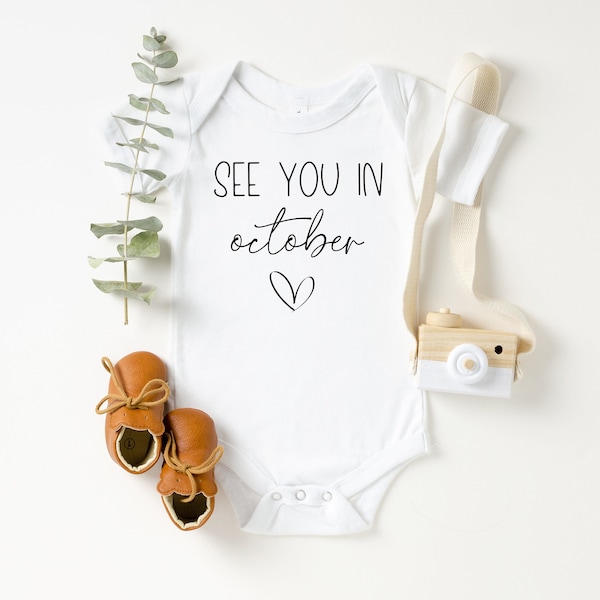 See You in October, Pregnancy Announcement, Baby Onesie ®, Baby Announcement,