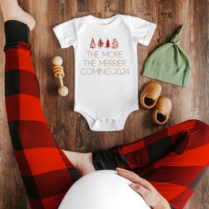 Christmas Pregnancy Announcement, Baby Onesie ®, Baby Announcement Onesie ®, 2025 Pregnancy, image 1