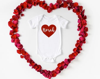 Personalized Valentines Onesie, Baby Girl Valentines Day Outfit