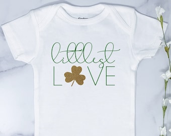 Littlest Love, St Patricks Day Onesie, St Patricks Day Pregnancy Announcement,