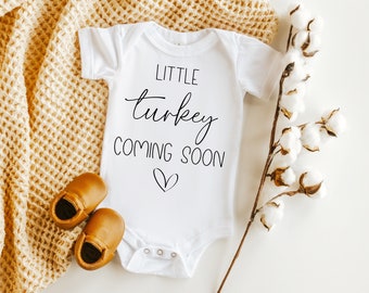 Little Turkey Coming Soon, Fall Pregnancy Announcement, Thanksgiving Baby Announcement,