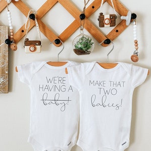 Surprise Twin Pregnancy Announcement Onesies ®, Twin Baby Announcement, Baby Onesies ® for Twins,