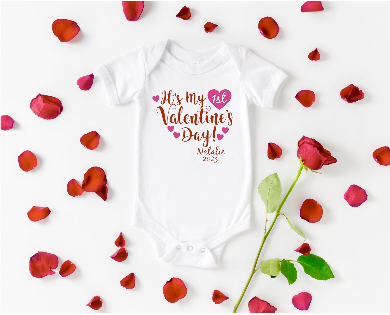 Personalized First Valentines Day Onesie Baby Girl Valentines Etsy