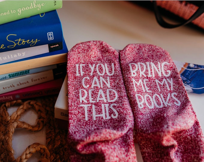 Chaussettes personnalisées, amateur de livres, cadeau de lecteur, chaussettes drôles,