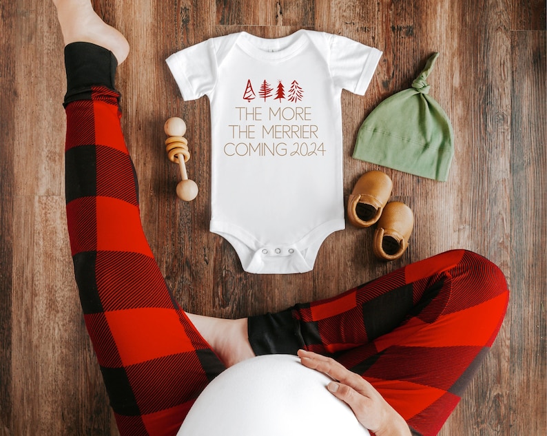 Christmas Pregnancy Announcement, Baby Onesie ®, Baby Announcement Onesie ®, 2025 Pregnancy, image 1