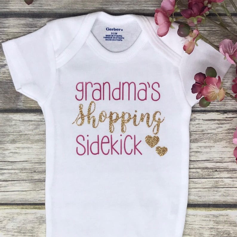 Grandma S Shopping Sidekick Baby Girl Onesie Baby Shower Etsy